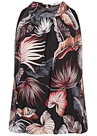 Seventyseven Lifestyle Damen Chiffon Choker Top 2-lagig Tropical Print schwarz