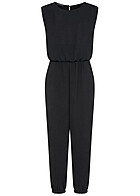 Seventyseven Lifestyle Dames Mousseline Jumpsuit met split aan de achterkant zwart