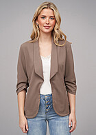 Cloud5ive Dames Blazer met geplooide 3/4 mouwen en structuurstof fangobruin