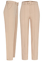 Cloud5ive Dames Elegante broek met deelnaad inclusief riem beige