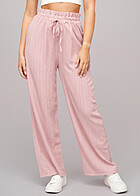 Cloud5ive Damen Sommer Hose mit weitem Beinschnitt und Strukturstoff alt rosa