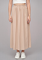 Cloud5ive Dames Lange Rok met elastische tailleband en structuurstof beige
