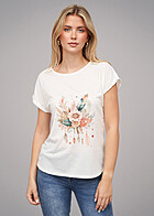 Cloud5ive Dames Viscose T-shirt met dromenvanger-bloemenprint wit