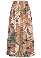 Seventyseven Lifestyle Damen Longform Rock mit Gummibund Paisley Print beige mehrfarb.