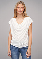 Seventyseven Lifestyle Dames Top met een gedrapeerde halslijn wit