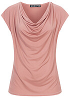 Seventyseven Lifestyle Dames Top met een gedrapeerde halslijn roze