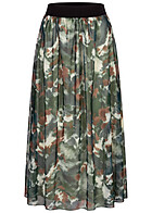 Cloud5ive Damen Longform Rock mit All Over Print und Gummibund military grn