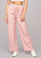 Cloud5ive Dames Viscose Broek met wijde pijpen en elastische tailleband roze