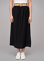 Cloud5ive Dames Lange Viscose Rok met riem zwart beige