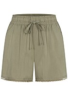 Fresh Made Dames Shorts met pom pom details en 2 zakken olijfgroen