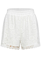 Pieces Damen NOOS Shorts mit Spitze und 2-lagigem Stoff Gummibund cloud d. weiss