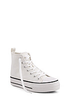 Seventyseven Lifestyle Dames Mid Cut Canvas Sneaker wit zwart