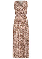 Cloud5ive Dames Maxi-jurk in wikkellook en all-over print bruinbeige