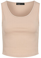Cloud5ive Dames Crop Top met structuurstof beige