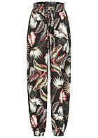 Cloud5ive Dames Crpe Broek met strikceintuur en tropical print zwart