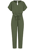 Seventyseven Lifestyle Dames Jumpsuit met strikceintuur en uitsnijding op de rug groen
