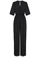Seventyseven Lifestyle Dames Jumpsuit in wikkellook met plissébroek zwart
