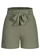 Cloud5ive Dames Musselin Shorts met strikceintuur groen