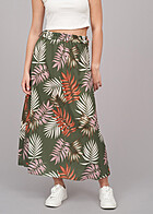 Cloud5ive Dames Rok met allover bladprint en riem groen