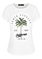 Cloud5ive Dames Viscose T-shirt met palmenprint wit
