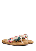 Seventyseven Lifestyle Dames Slippers met bloemenprint en teenstuk beige