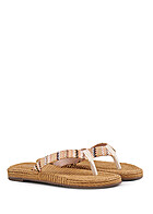Seventyseven Lifestyle Dames Slippers met zick-zakpatroon en teenstuk beige