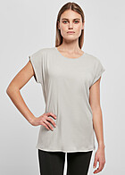 Build Your Brand Dames T-shirt met ronde hals en verkorte mouwen lichtgrijs