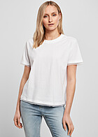 Build Your Brand Dames T-shirt met ronde hals en kantdetail wit