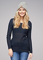 Urban Classics Dames sweater longform pullover met wide-neck navy blauw