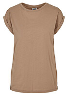 Urban Classics Dames extended shoulder t-shirt met rond de hals beige