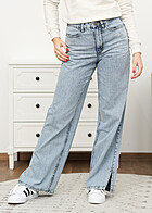 Urban Classics Dames Jeans Broek met Wijde Pasvorm gewassen lichtblauw