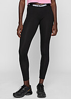 Urban Classics Dames Leggings met Elastische Tailleband en Logo Print zwart