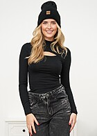 Urban Classics Dames Longsleeve met Cut-Out en Col zwart