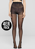 Urban Classics Dames 4-Pack 30 Denier Panty zwart