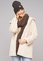Urban Classics Dames Teddy Fleece Mantel met Kap en 2-Zakken offwhite crme