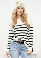Urban Classics Dames Sweater met Ribbelstructuurstof en Strepenpatroon beige zwart