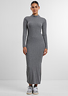 Urban Classics Damen Kleid mit langen rmeln und seitl. Schlitz dunkel grau