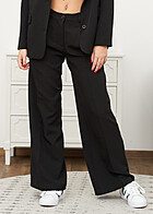 Urban Classics Dames Broek Stoffen Broek met Wijde Benen 2-Pockets zwart