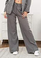 Urban Classics Dames Broek Stoffen Broek met Wijde Benen 2-Pockets donkergrijs