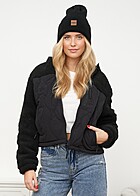 Urban Classics Dames Jacke Sherpa Nylon Mix met Kap zwart