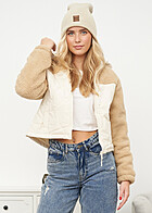 Urban Classics Dames Jacke Sherpa Nylon Mix met Kap beige