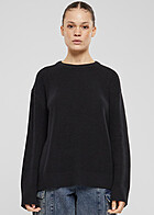 Urban Classics Dames Sweater Ribbed Trui met Ronde Hals zwart