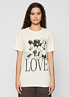 Merchcode Dames T-Shirt met Minnie Loves Mickey Print roze beige