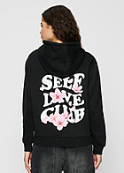 Miss Tee Dames Hoodie met Self Love Club Print en Tunnelkoord zwart