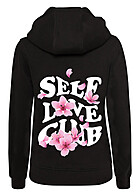 Miss Tee Dames Hoodie met Self Love Club Print en Buidelzak zwart