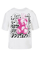 Miss Tee Dames T-Shirt met Cute But Psycho Print en Ronde Hals wit