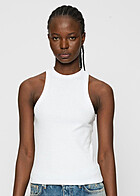 Urban Classics Dames Ribbed Racer Back Tank Top met Ronde Hals wit