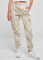 Urban Classics Dames Cargo High Waist Joggingbroek met 4-Pockets softseagrass beige