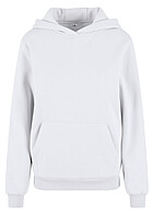 Build Your Brand Dames Basic Fluffy Hoodie met Knguruzak wit