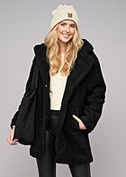 Urban Classics Dames Sherpa Jas in Oversized-Design met 2-Knopsluiting zwart